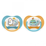 2 бр. ортодонтични залъгалки Philips AVENT SCF080/07 Ultra Air Animals 6-18м с декорация Пингвин и Костенурка в кутия за стерилизиране