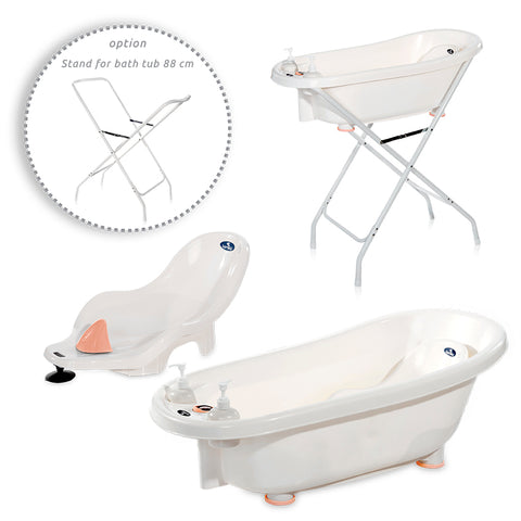 Вана 88 см с термометър + подложка за къпане / Бяло-Розова