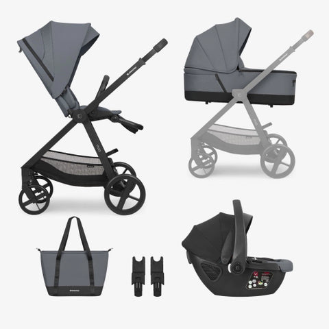 Комбинирана количка 3в1 с кош за новородено Mia Grey