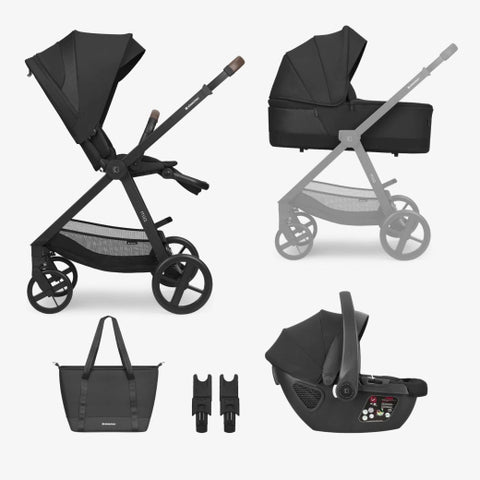 Комбинирана количка 3в1 с кош за новородено Mia Black