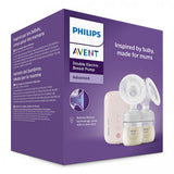 Двойна електрическа помпа Philips AVENT Natural Motion Advanced SCF395/31 с 2 бр. полипропиленови шишета 125 мл с биберон Natural Response 0м+, 5 бр. торбички за кърма и 4 бр. подплънки