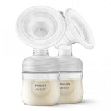 Двойна електрическа помпа Philips AVENT Natural Motion Advanced SCF395/31 с 2 бр. полипропиленови шишета 125 мл с биберон Natural Response 0м+, 5 бр. торбички за кърма и 4 бр. подплънки