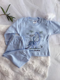 "Baby Saurus" – синя бебешка пижама от 100% памук с динозаври
