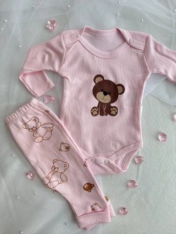 Бебешки розов комплект от две части