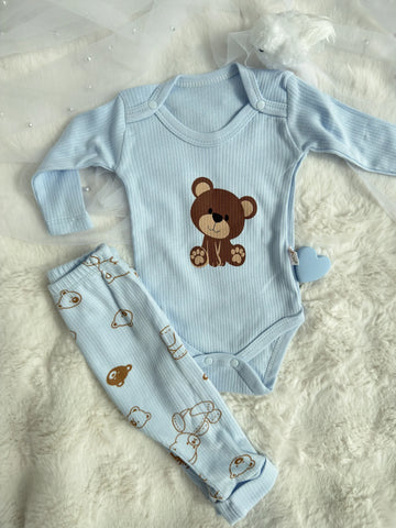 Син бебешки комплект от 100% памук