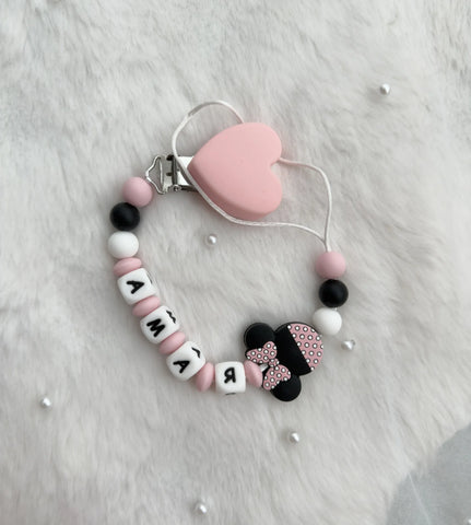 Клипс за биберон в розово