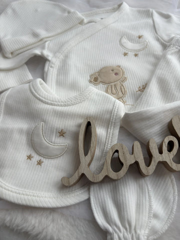 Комплект за новородено от 5 части"Сладки сънища"  – Луна и Мече