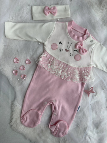 Бебешки Гащеризон с Лента в розово