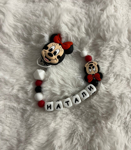 Клипс за биберон Червен "Мини Маус"