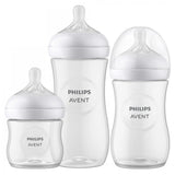 Комплект за новородено Philips AVENT  с 3 шишета за хранене Natural Response с биберони без протичане и четка за почистване