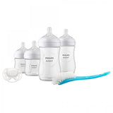 Комплект за новородено Philips AVENT SCD838/11 с 4 шишета за хранене Natural Response с биберони без протичане, залъгалка Ultra Soft и четка за почистване