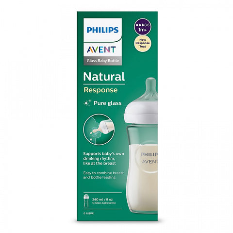 Philips Avent ШИШЕ Natural Response 3.0 с биберон 1м+, 240мл - СТЪКЛО