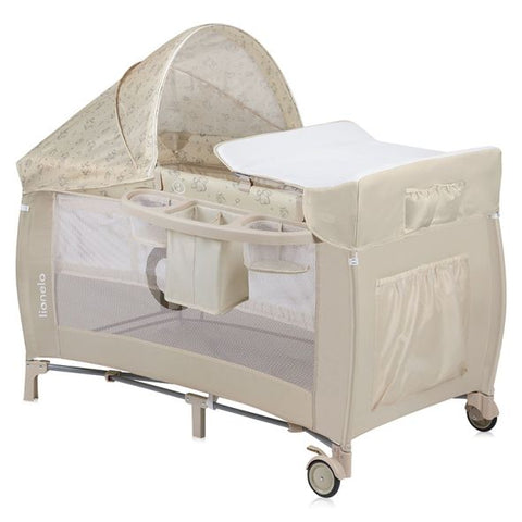 Бебешка кошара Lionelo Sven Plus с комарник, подложка за повиване и интерактивна играчка