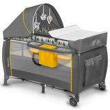 Бебешка кошара Lionelo Sven Plus с комарник, подложка за повиване и интерактивна играчка