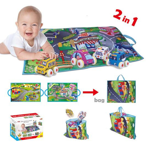 Комплект постелка за гимнастика с 4 броя коли