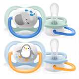 Philips AVENT Ортодонтични залъгалки Ultra Air Animals + стерилизаторна кутия (0-6м),