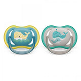 Комплект от 2 бр. ортодонтични залъгалки Philips AVENT SCF349/24 Ultra Air 18м+, неутрални цветове с декор Кит, в кутия за стерилизиране