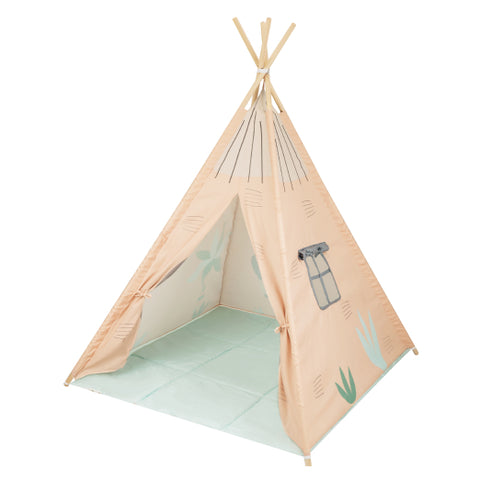 Дървена палатка за игра с мека подложка - Orange House