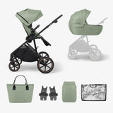 Комбинирана количка 2в1 с кош за новородено Thea Army Green 2024