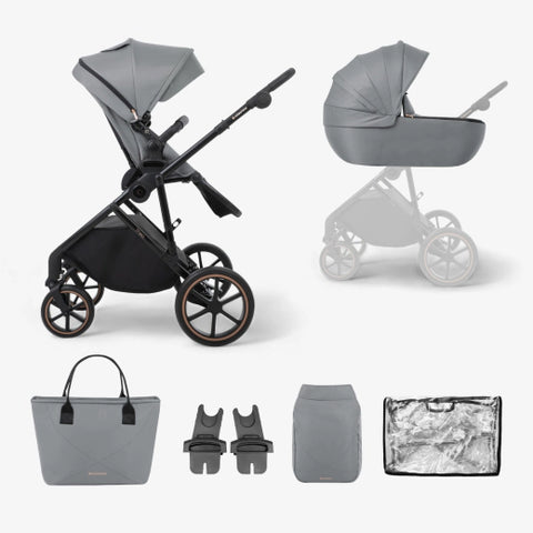 Комбинирана количка 2в1 с кош за новородено Thea Grey 2024