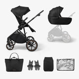 Комбинирана количка 2в1 с кош за новородено Thea Black 2024