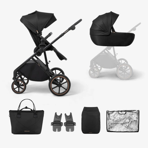 Комбинирана количка 2в1 с кош за новородено Thea Black 2024