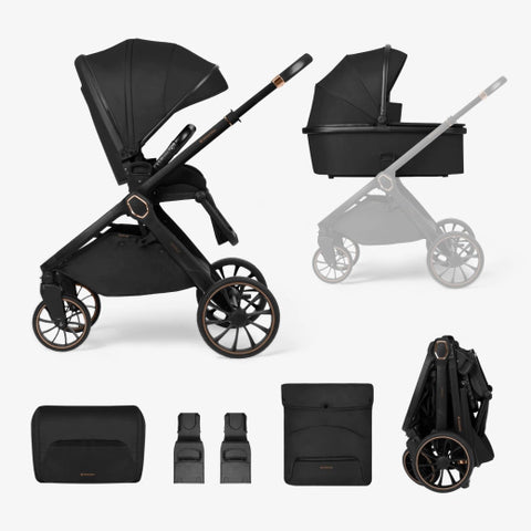 Комбинирана количка 2в1 с кош за новородено Tiffany Black 2024