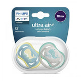 Комплект от 2 бр. ортодонтични залъгалки Philips AVENT SCF349/24 Ultra Air 18м+, неутрални цветове с декор Кит, в кутия за стерилизиране