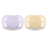 Комплект от 2 бр. ортодонтични залъгалки за новородени Philips AVENT SCF075/01 Ultra Start 0-2м, в оранжево и лилаво, в кутия за стерилизиране