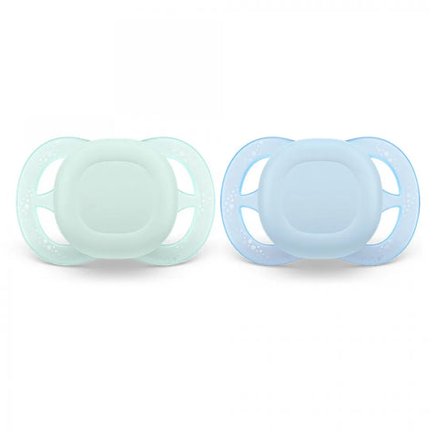Комплект от 2 бр. ортодонтични залъгалки за новородени Philips AVENT SCF075/02 Ultra Start 0-2м, в синьо и зелено, в кутия за стерилизиране